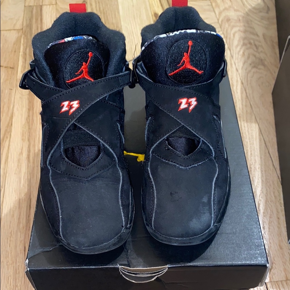 Jordan Black and Red Sneakers with Cross-Straps